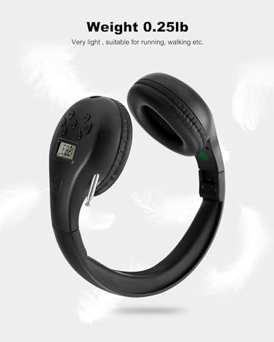 Portable Personal FM Radio Headphones with Best Reception, Wireless Headset FM Radio Ear Muffs for Walking, Jogging Powered by 2 AA Batteries(Not Included) -Black