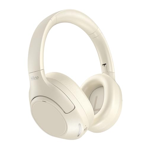 FIFINE X3W Bluetooth Wireless Headphones with Mic, Active Noise Canceling | Up to 65H Playtime, 3 Mode Options, Soft Earpad, Touch Control Panel, Transparency Mode, for Music, Phone Calls, Sport Travel - color: White