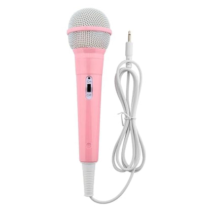Wired Microphone, Wired Dynamic Microphone 3.5mm Jack Lightweight No Battery for Kids Singing Mechine Home (Pink)