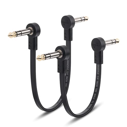 TRS Guitar Patch Cable 1/4 inch Right Angle Effect Pedal Cord | Noise Free Pedal Board Patch Cables, Low Profile Stereo TRS Effect Patch Cords for Pedals (6IN+12IN) - size: 6IN+12IN