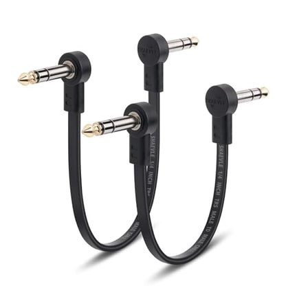 TRS Guitar Patch Cable 1/4 inch Right Angle Effect Pedal Cord | Noise Free Pedal Board Patch Cables, Low Profile Stereo TRS Effect Patch Cords for Pedals (6IN+12IN) - size: 6IN+12IN