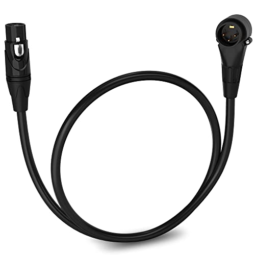 LyxPro 1.5 ft XLR Mic Cable, Right-Angle Male to Female, Black - color: Black, size: 1.5 Feet Angled Male