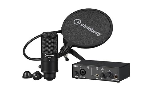 Steinberg Podcast Pack With IXO12 Audio Interface, Studio Condenser Mic, Pop Shield, Cable, Table Top Stand, Cubase AI, Cubasis LE, WaveLab Cast and Steinberg Plus Software - color: Black, style: IXO12 Podcast Pack