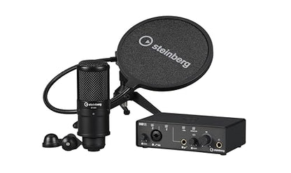 Steinberg Podcast Pack With IXO12 Audio Interface, Studio Condenser Mic, Pop Shield, Cable, Table Top Stand, Cubase AI, Cubasis LE, WaveLab Cast and Steinberg Plus Software - color: Black, style: IXO12 Podcast Pack