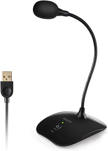 USB Microphone, 360 Degree Adjustable Gooseneck Design | PC Microphone with Mute Button & LED Indicator, Noise-Canceling Technology, Plug & Play, Compatible with Windows & MacOS