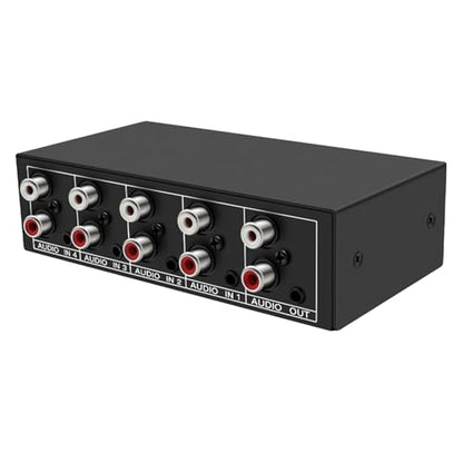 Channel Audiophiles Selectors Metal Frame Construction Lossless Sound RCAs 3.5mm Inputs Accessory Stereo Audiophiles Switcher Selectors - color: 4 channels