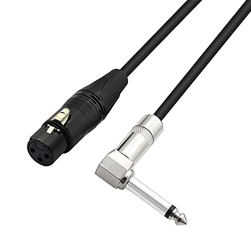 Right Angle 6.35mm Mono to XLR 3 Pin Cable,90 Degree 1/4 Male to XLR Female Interconnect Cable for Soundbox, Microphone, Power Amplifier Etc(50cm)