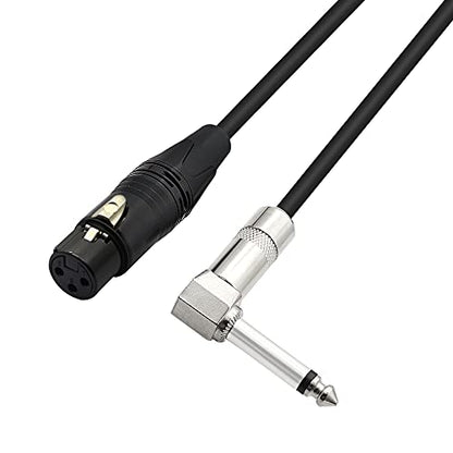 Right Angle 6.35mm Mono to XLR 3 Pin Cable,90 Degree 1/4 Male to XLR Female Interconnect Cable for Soundbox, Microphone, Power Amplifier Etc(50cm)