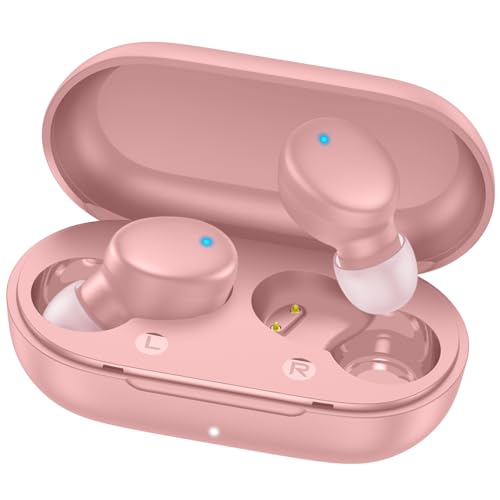 MOZOTER Mini Wireless Earbuds Bluetooth 5.3 in Ear Headphones Headsets | Light Weight,60Hrs Playtime Ear Buds with Charging Case,Smart Touch Control,Premium Sound with Deep Bass for Sport-Pink - color: Angel Pink
