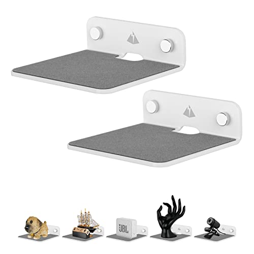 2-Pack 4.25" Acrylic Small Floating Shelves - Speaker Mount, Webcam, Cell Phones, Display Shelf (White, Small) - color: White, size: Small