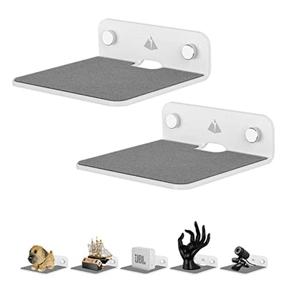 2-Pack 4.25" Acrylic Small Floating Shelves - Speaker Mount, Webcam, Cell Phones, Display Shelf (White, Small) - color: White, size: Small
