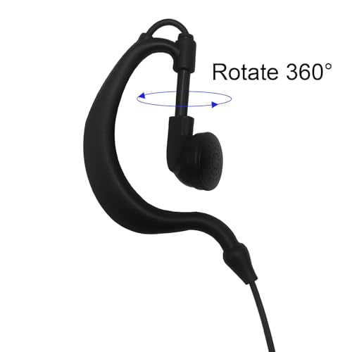 Walkie Talkie Earpiece with Mic 2 Pin G Shape Clip-Ear Radio Earpiece Headset with Mic Compatible with Midland GXT1000VP4 LXT500VP3 GXT1050VP4 GXT1000XB, Pack of 2