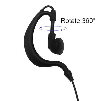 Walkie Talkie Earpiece with Mic 2 Pin G Shape Clip-Ear Radio Earpiece Headset with Mic Compatible with Midland GXT1000VP4 LXT500VP3 GXT1050VP4 GXT1000XB, Pack of 2