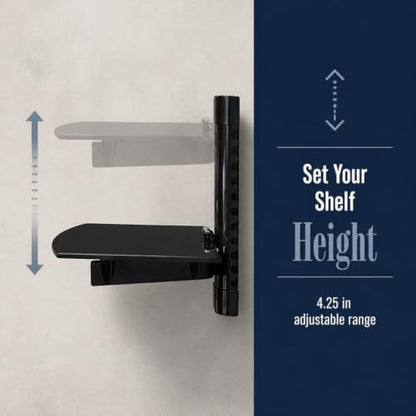 Mount-It! Floating TV Shelf, Tempered Glass, Aluminum Frame, Black - style: 1-shelf