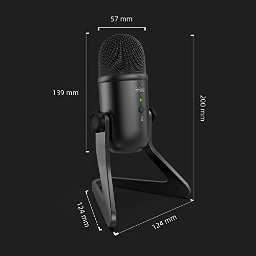 FIFINE K678 USB Podcast Microphone for Recording Streaming | Condenser Computer Mic for PC Mac, Headphone Output&Volume Control, Mic Gain Control, Mute Button, Vocal, YouTube, Gaming