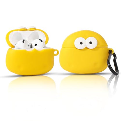 Cute Case for AirPods 4th Generation, for AirPods 4 Wireless Earbuds, XMBYGY Silicone Cartoon Charging Case Shockproof Protective Headphones Cover with Carabiner for Man Woman Teen - color: Cheese