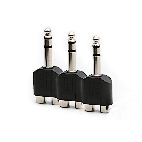 3pcs 1/4" 6.35mm/6.5mm Stereo Male to Dual RCA Female Adapter Stereo Male to Dual RCA Female Audio Adapter for Sound Equipment (Double Channel) - color: 2PCS 2RCA TO 6.35MM