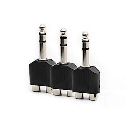 3pcs 1/4" 6.35mm/6.5mm Stereo Male to Dual RCA Female Adapter Stereo Male to Dual RCA Female Audio Adapter for Sound Equipment (Double Channel) - color: 2PCS 2RCA TO 6.35MM