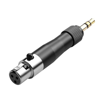 QIANRENON 3.5mm to Mini XLR Headset Adapter Lockable TRS 3.5mm Male to 3Pin Mini XLR Female Microphone Beltpack Connector Locking 1/8 to Mini XLR Balanced Audio Converter, for Wireless Mic Camcorder - style: F-M