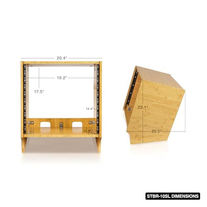 Sound Town DIY 10U Angled Desktop Turret Studio Rack, Solid Carbonized Bamboo, Assembly Required (STBR-10SL) - size: 10U, Angled