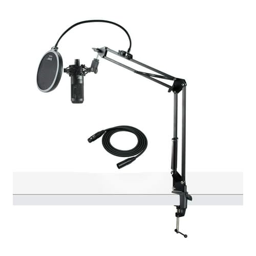 Audio Technica AT2035 Microphone with Knox Gear Pop Filter, Boom Arm and XLR Cable Bundle (4 Items) | Includes Knox Gear Pop Filter, Boom Arm and XLR Cable