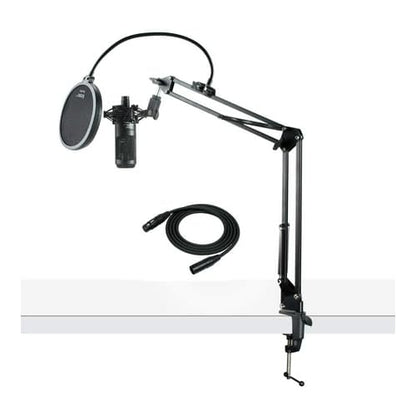 Audio Technica AT2035 Microphone with Knox Gear Pop Filter, Boom Arm and XLR Cable Bundle (4 Items) | Includes Knox Gear Pop Filter, Boom Arm and XLR Cable