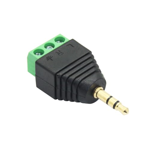 5Pcs 3.5mm Audio Terminal Block Connector, TRS Solderless Screw Terminal | 1/8 3.5mm Male Plug to 3 Pin Stereo Audio Terminal, TRS 3 Pole Gold Plated Plug with Screwdriver, AUX Audio Adapter - style: 3.5mm TRS 3 Pole Plug - 5Pcs