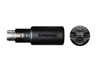 Shure MVX2U XLR-to-USB Audio Interface with Headphone Jack | XLR-to-USB interface with 60dB preamp, zero-latency monitoring, 48V phantom power and 1m USB-C cable