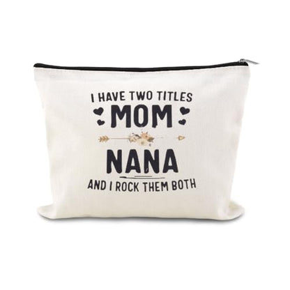 Best Mom and Grandma Gifts Mom Nana Makeup Bag Pouch Mother's Day Birthday Gifts for Mama Grandma Cosmetic Bag Mother Grandmother Travel Toiletry Bags Funny Nana Mother Things Bags Canvas Zipper Pouch - color: Mom Nana Makeup Bag Pouch