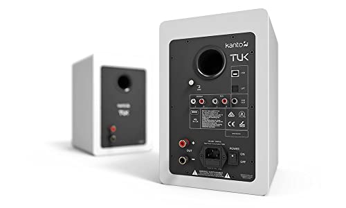 Kanto TUK Powered Speaker with Headphone Out | Built-in USB DAC | Dedicated RCA with Phono Pre-amp | Bluetooth | AMT Tweeter | 5.25" Driver | Pair | Matte White - color: Matte White