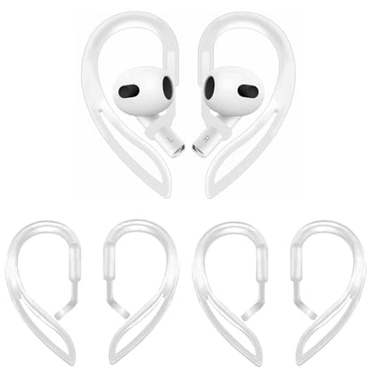 3 Pairs Ear Hooks for AirPods Pro 3 (2025) 2nd AirPods Pro AirPods 3rd 2 1 [360° Rotatable Multi-Dimensional Adjustable] Silicone Soft Comfortable Anti-Slip Sports Clamp (Transparent) - color: Transparent