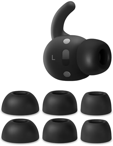 Geiomoo Silicone Ear Tips for Beats Powerbeats Fit 2025 Eartips, Replacement Earbuds Earpads (Black, L/M/S)