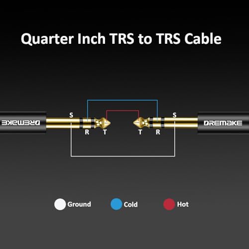 1/4 Inch to 1/4 Inch TRS Guitar Cable, 15FT 6.35mm to 6.35mm Balanced Stereo Audio Cable - color: Black, size: 15FT/4.5M