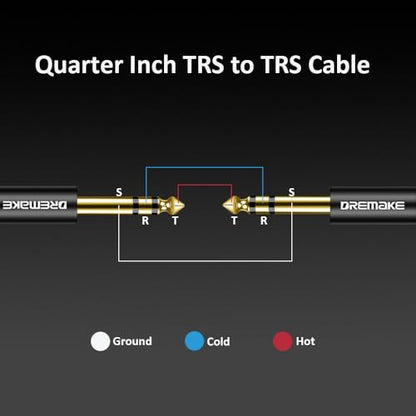1/4 Inch to 1/4 Inch TRS Guitar Cable, 15FT 6.35mm to 6.35mm Balanced Stereo Audio Cable - color: Black, size: 15FT/4.5M