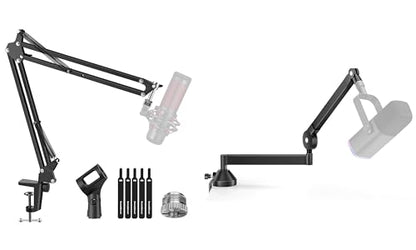 InnoGear Boom Arm Microphone Mic Stand for Blue Yeti HyperX QuadCast SoloCast Snowball Fifine Shure SM7B and other Mic, Medium + InnoGear Low Profile Mic Arm, 360° Rotatable Microphone Boom Arm Mic St
