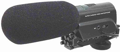 Mini Shotgun Microphone with LED Light and C-Bracket Mount