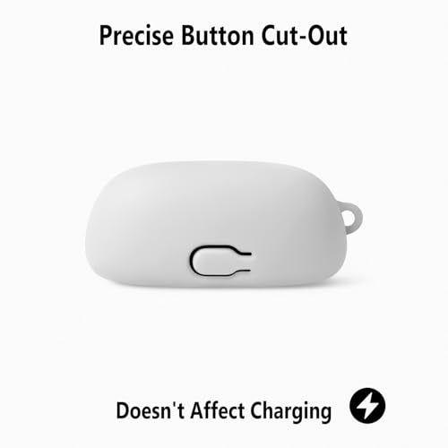 Geiomoo Silicone Case for JBL Tune Buds 2, Soft Flexible Scratch Resistant Protective Cover with Carabiner (White) - color: White