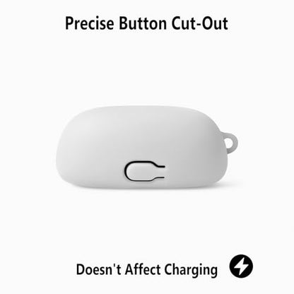 Geiomoo Silicone Case for JBL Tune Buds 2, Soft Flexible Scratch Resistant Protective Cover with Carabiner (White) - color: White