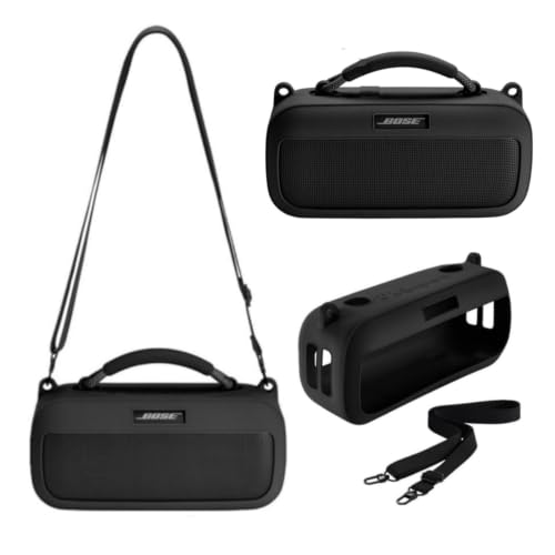 Protective Case for Bose SoundLink Max Speaker, Silicone Case Cover with Shoulder Strap for Bose SoundLink Max - color: Black