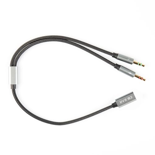 EZ EAR KBEAR KA01 Headphone Splitter，4N OFC Headset Splitter Cable for Computer 3.5MM Female to 2 Dual 3.5mm Male Braided Audio Cable Earphones Port Cord Gaming Headset to PC Laptop Adapter (Type c)