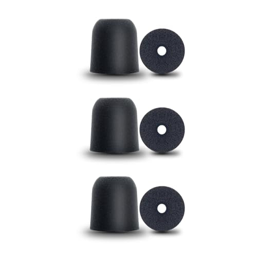 Klowcok Replacement Ear Tips for Walker's Rope Enhancer, Razor X/XV3.0, M | Memory Foam Tips, Hearing Protection Earbuds Tips, Noise Isolation, 3 Pairs, Black, Medium - size: Medium