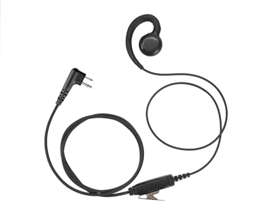 Two Way Radio Earpiece with Mic, C Hook Headset for Walkie Talkies, Security Surveillance Acoustic Tube Earpiece, 2 Pin Radio Compatible