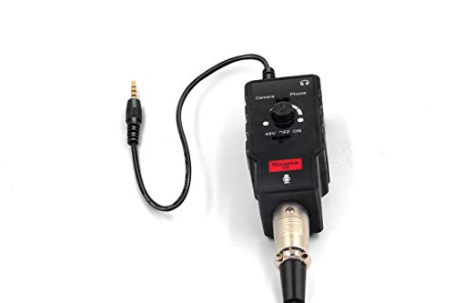 V2 XLR Female to 3.5mm TRS TRRS Adapter Cable for Shotgun or Condenser Rode Sennheiser Microphone, Mic Preamp with 48V Phantom Power Supply for iPhone iPad DSLR Camera (Not for Canon T5, 6 7)