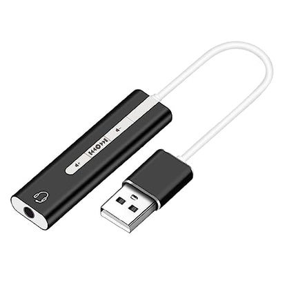 Balacoo USB 3.1 Sound Card for PC with 7.1 Surround Sound Adjustable Mic and Earphone Plug-Gaming and Streaming Black