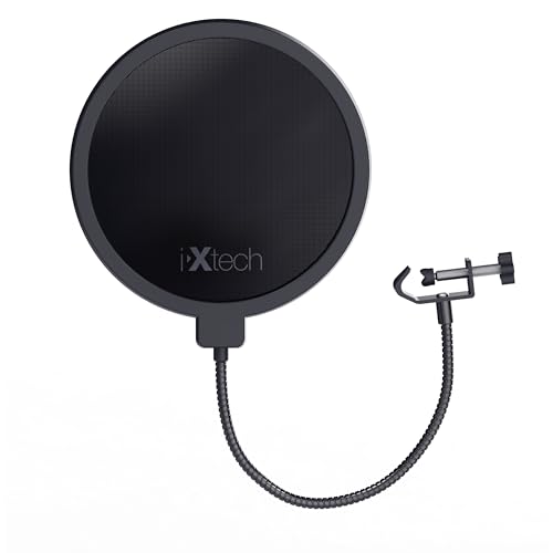 Pop Filter for Mic Microphone, Blue Yeti Mic Pop Filter Dual Layered Wind Pop Screen with a Flexible 360 Degree Gooseneck Clip Stabilizing.