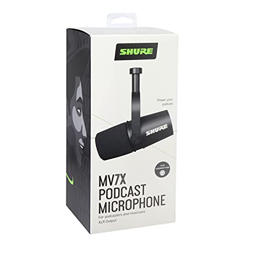 Shure MV7X XLR Dynamic Podcast & Recording Microphone - Black | XLR dynamic mic with voice-isolating technology and all-metal build for podcasting and vocal recording - size: Compact, style: XLR