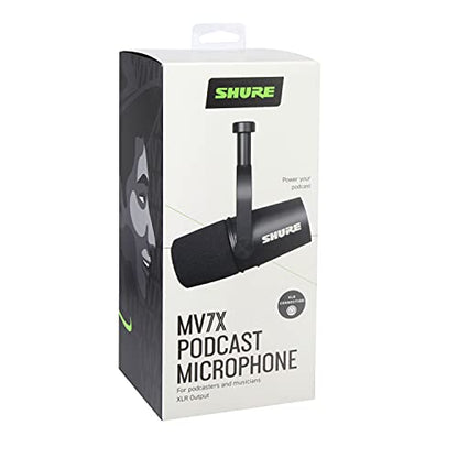 Shure MV7X XLR Dynamic Podcast & Recording Microphone - Black | XLR dynamic mic with voice-isolating technology and all-metal build for podcasting and vocal recording - size: Compact, style: XLR