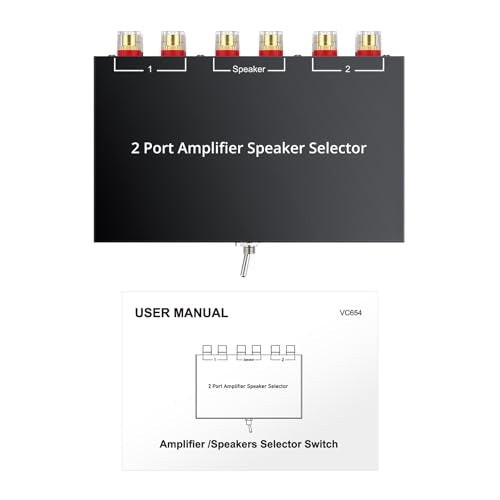 PROZOR 2(1)-in-1(2)-Out Amp Amplifier Speaker Switcher Selector | 2-Way Speaker switcher selector box with A/B Switch No External Power Easy A/B Gear Comparison, No Cable Swaps - size: Banana Plug 2-1/1-2