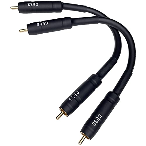CNCESS RCA Male to RCA Male Short Adapter Cable, Gold Plated Metal Shell, 6 Inch, 2 Pack - size: 6 Inches