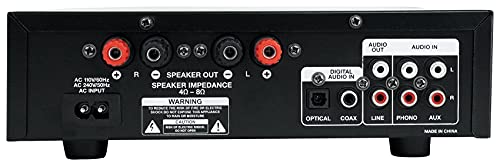 Rockville BluAmp 150 Home Stereo Bluetooth Amplifier Receiver, 75W x 2 | Optical/Phono/RCA Inputs, USB/SD Playback, 2 Mic Jacks for Karaoke, Class D, Remote Included